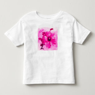 Camiseta De Bebé HAMbyWG - Niña pequeña rosa brillante Hawaiin Hibi