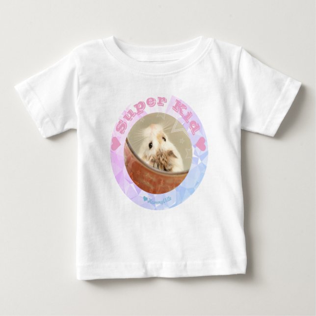 Camiseta De Bebé HammyVille - Hámster Blanco Marrón Cute - Super Ni (Anverso)