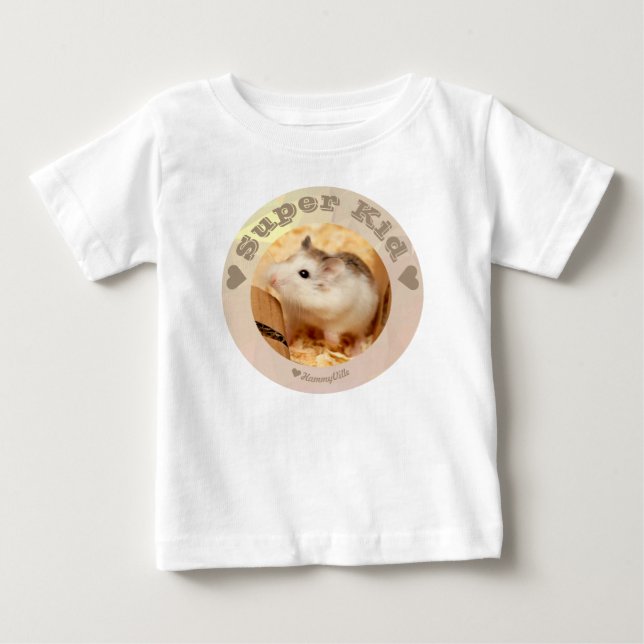 Camiseta De Bebé HammyVille - Hámster Blanco Marrón Cute - Super Ni (Anverso)