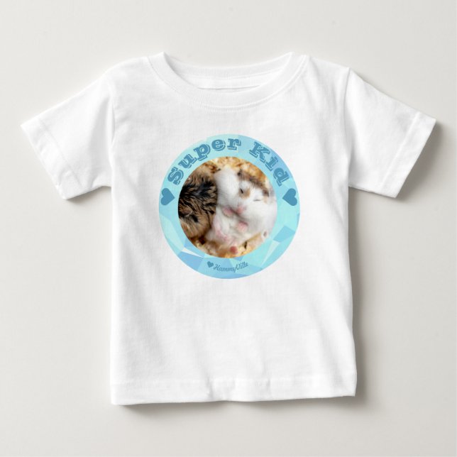 Camiseta De Bebé HammyVille - Hámster Blanco Marrón Cute - Super Ni (Anverso)