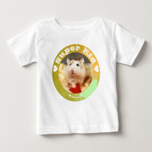 Camiseta De Bebé HammyVille - Hámster Blanco Marrón Cute - Super Ni (Anverso)