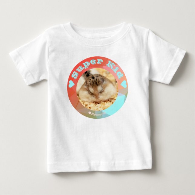 Camiseta De Bebé HammyVille - Hámster Blanco Marrón Cute - Super Ni (Anverso)