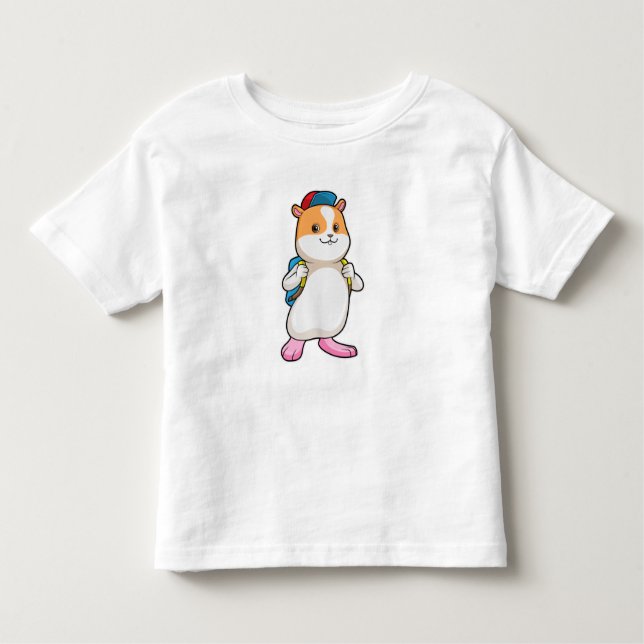 Camiseta De Bebé Hámster como estudiante con mochila y gorra (Anverso)