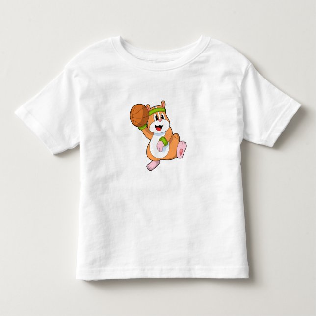 Camiseta De Bebé Hamster como jugador de baloncesto con baloncesto (Anverso)