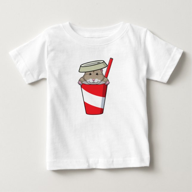 Camiseta De Bebé Hamster con bebida (Anverso)