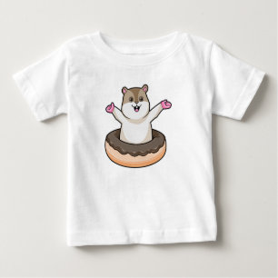 Camiseta De Bebé Hamster con donut de chocolate