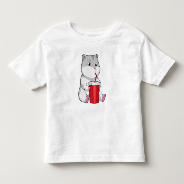 Camiseta De Bebé Hamster con paja Mug y Bebida (Anverso)