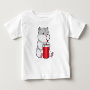 Camiseta De Bebé Hamster con paja Mug y Bebida