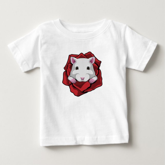Camiseta De Bebé Hámster con Rosa (Anverso)
