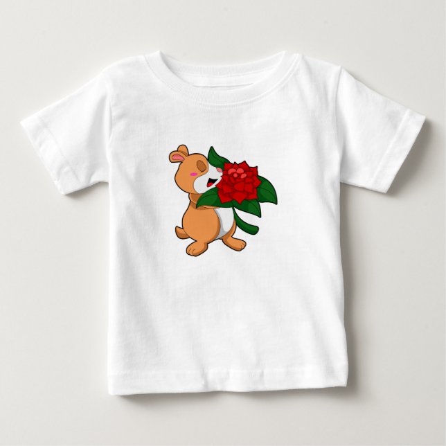 Camiseta De Bebé Hámster con Rosa Flor (Anverso)