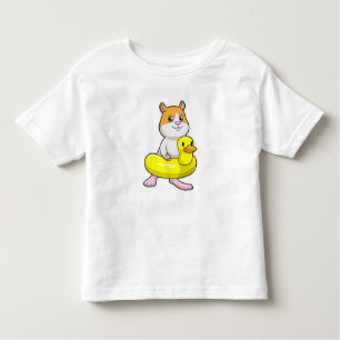 Camiseta De Bebé Hamster en la playa con pato como anillo de nataci