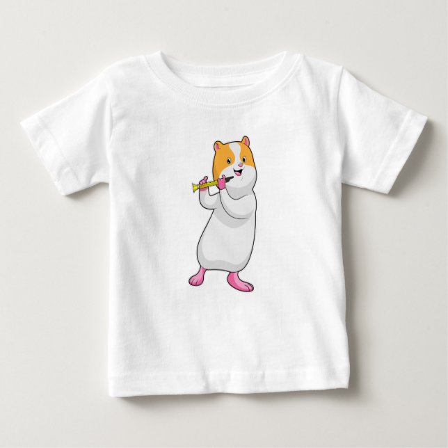 Camiseta De Bebé Hamster en música con flauta (Anverso)