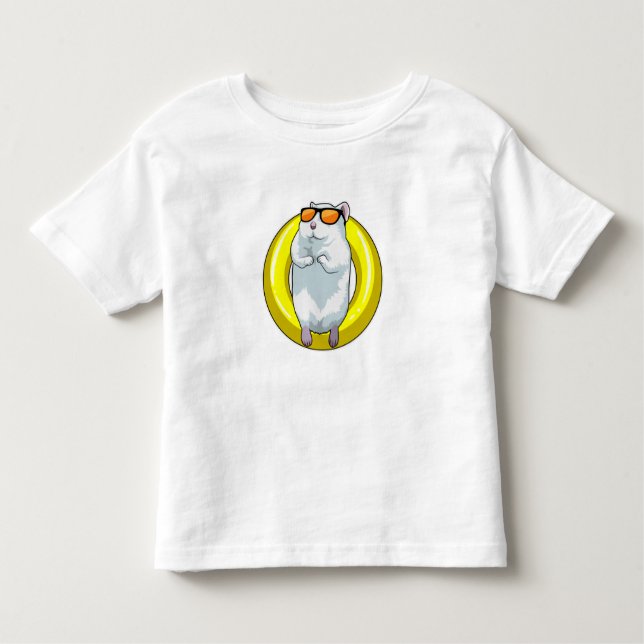 Camiseta De Bebé Hamster en Natación con anillo de natación (Anverso)