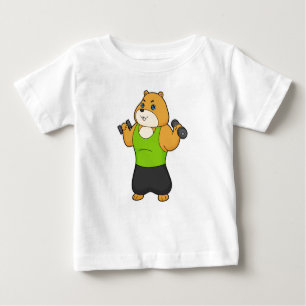 Camiseta De Bebé Hamster Fitness Dumbbell