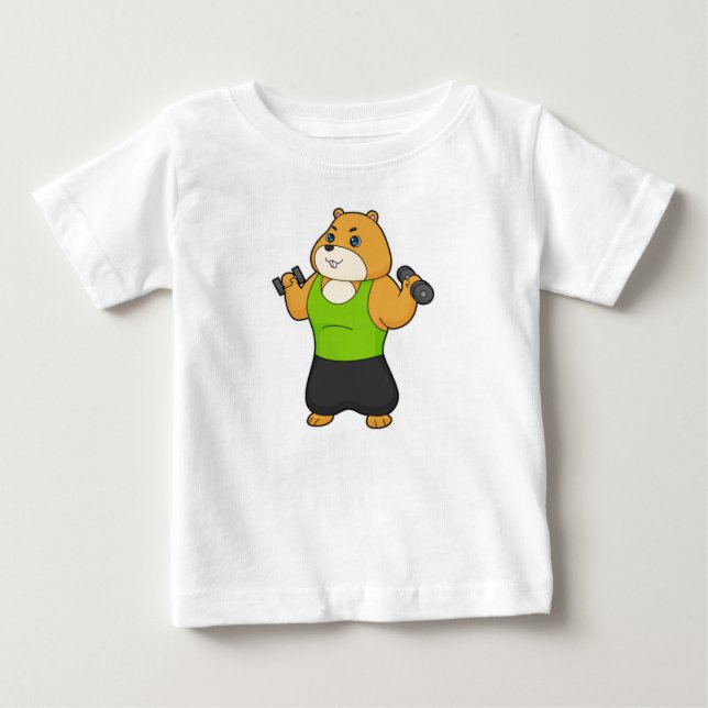 Camiseta De Bebé Hamster Fitness Dumbbell (Anverso)