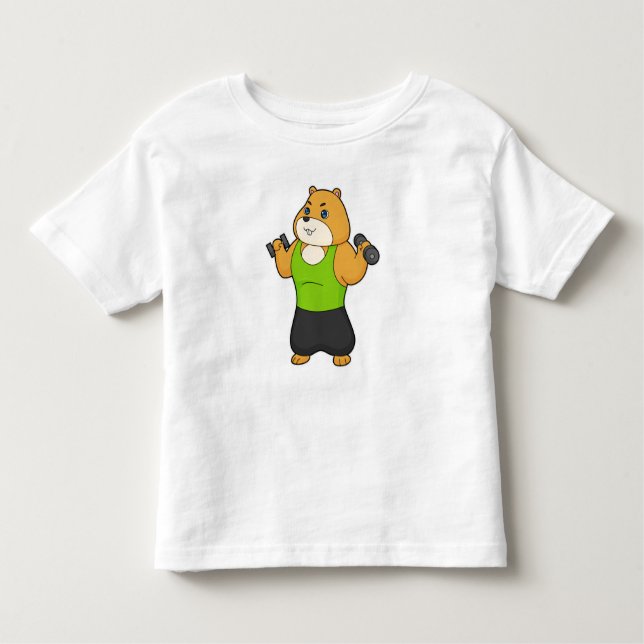 Camiseta De Bebé Hamster Fitness Dumbbell (Anverso)