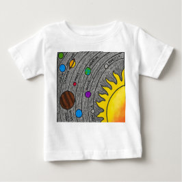Camiseta De Bebé Hand-Drawn Solar System Art – Colorful Space Learn