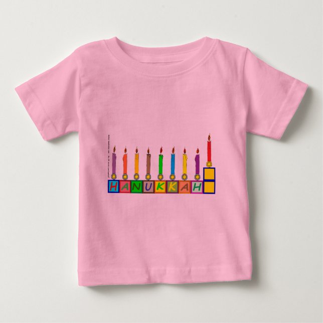 Camiseta De Bebé Hanukkah Bloques infantiles menorah (Anverso)