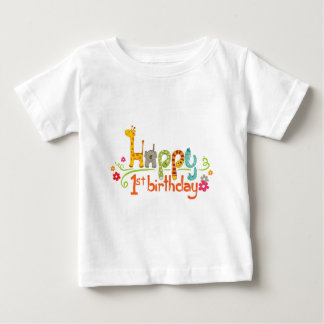 Camiseta De Bebé Happy 1st Birthday – Cute Animal Theme Celebration