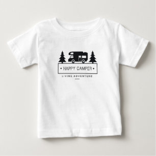Camiseta De Bebé Happy Camper RV Motorhome Black and White