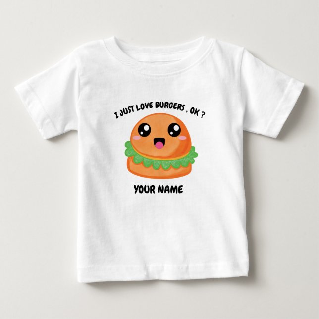 Camiseta De Bebé Happy Cheeseburger with Custom Name (Anverso)