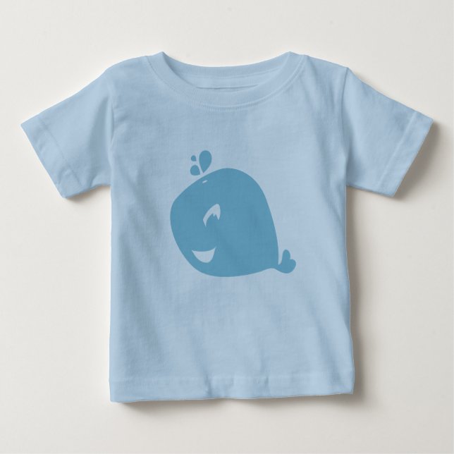 Camiseta De Bebé Happy Cute Blue Whale (Anverso)