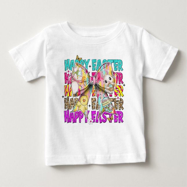Camiseta De Bebé Happy Easter Bunny Coquette Bow (Anverso)