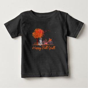 Camiseta De Bebé Happy Fall Yall Gracioso Schnauzer Dog Autumn Bicy