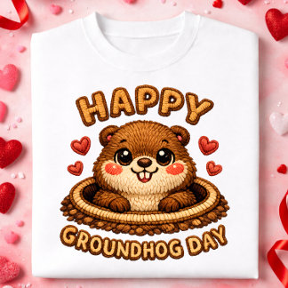 Camiseta De Bebé Happy Groundhog Day Cute Embroidery Groundhog Desi