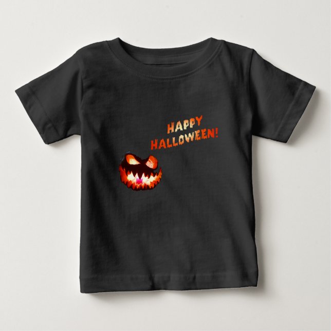 Camiseta De Bebé HAPPY HALLOWEEN - FLORECIENTE Jack-O-Lantern (Anverso)