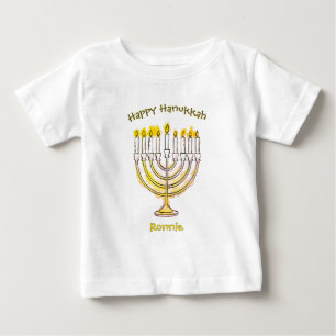 Camiseta De Bebé Happy Hanukkah Watercolor Bright Menorah