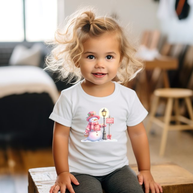 Camiseta De Bebé Happy Holidays Snowman Kids T-shirt (Personalize this cute Happy Holiday kids shirt. )