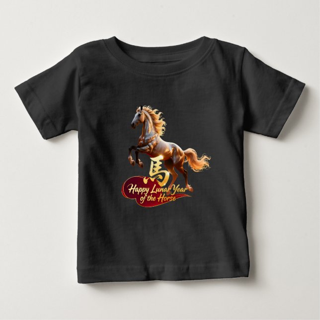 Camiseta De Bebé Happy Lunar New Year Majestic Golden Horse  (Anverso)