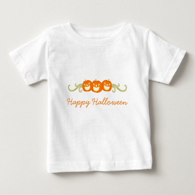 Camiseta De Bebé Happy Pumpkin Swirls Halloween Infant Tee (Anverso)