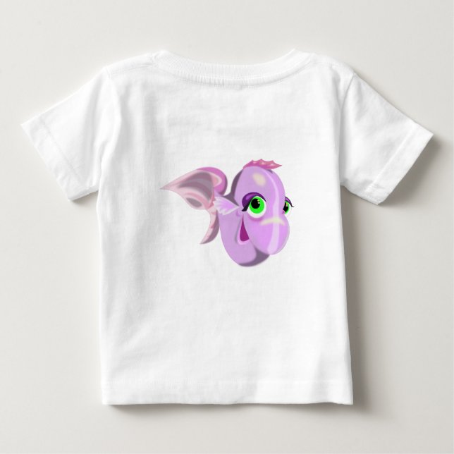 Camiseta De Bebé Happy Purple Fish with Green Eyes Baby T-Shirt (Reverso)