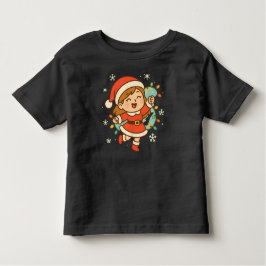 Camiseta De Bebé Happy Santa Girl with Christmas Lights