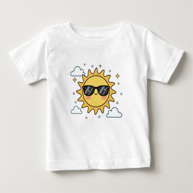 Camiseta De Bebé Happy Smiling Sun Cartoon - Minimalist Kawaii Suns (Anverso)