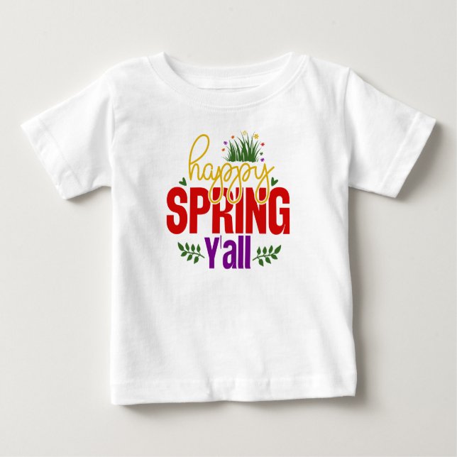 Camiseta De Bebé Happy Spring Y’all-90996 (Anverso)
