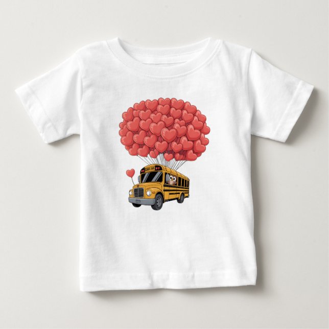 Camiseta De Bebé Happy Valentine's Day Bus with Owl (Anverso)