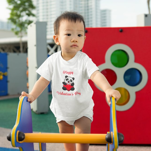 Camiseta De Bebé Happy Valentine's Day Cute Panda With Heart (Subido por el creador)