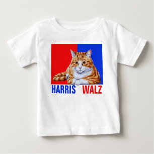 Camiseta De Bebé Harris Walz 2024 Obviamente Cat Red Blue
