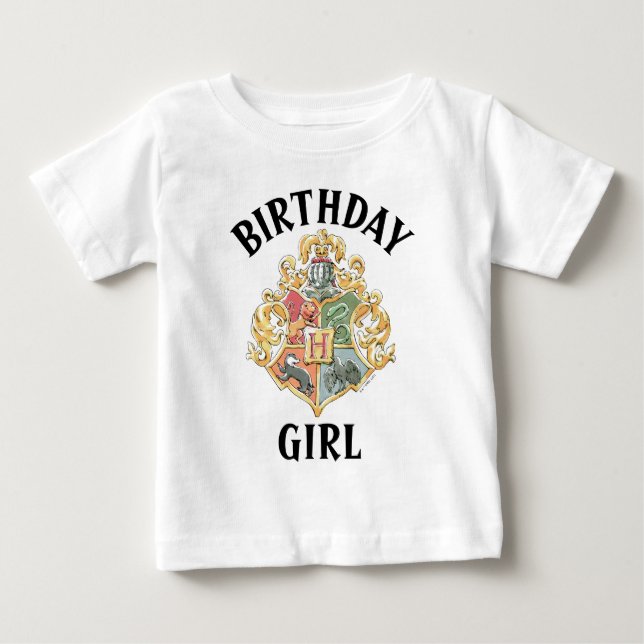 Camiseta De Bebé Harry Potter | Escudo de Hogwarts Cumpleaños Niña (Anverso)