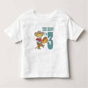 Camiseta De Bebé ¡Haw de Yee! Soy 3 con el vaquero feliz y lindo