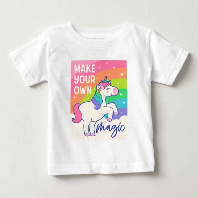Camiseta De Bebé Haz tu propia magia | Cute unicornio (Anverso)