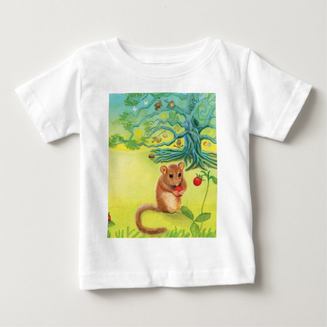 Camiseta De Bebé Hazel Dormouse comiendo fresa silvestre (Anverso)
