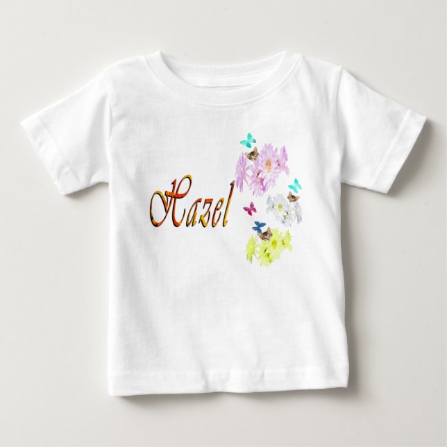 Camiseta De Bebé Hazel, Nombre, Con Gatitos,  (Anverso)