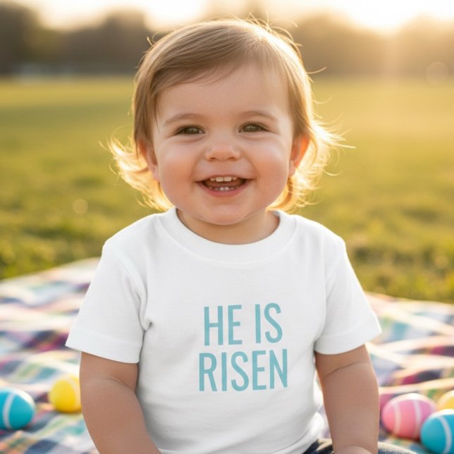 Camiseta De Bebé He Is Risen | Christian Easter Toddler (Subido por el creador)