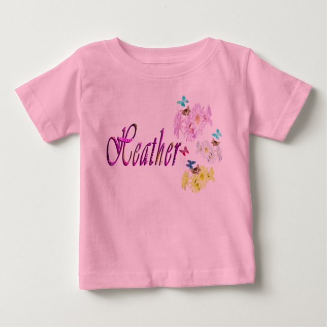 Camiseta De Bebé Heather, Nombre, Con Gatitos, (Anverso)