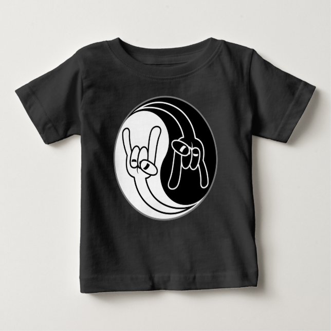 Camiseta De Bebé Heavy Metal Devil Horns Yin Yang (Anverso)