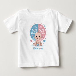 Camiseta De Bebé Hecho con 50% de mamá, 50% papá, 100% amor